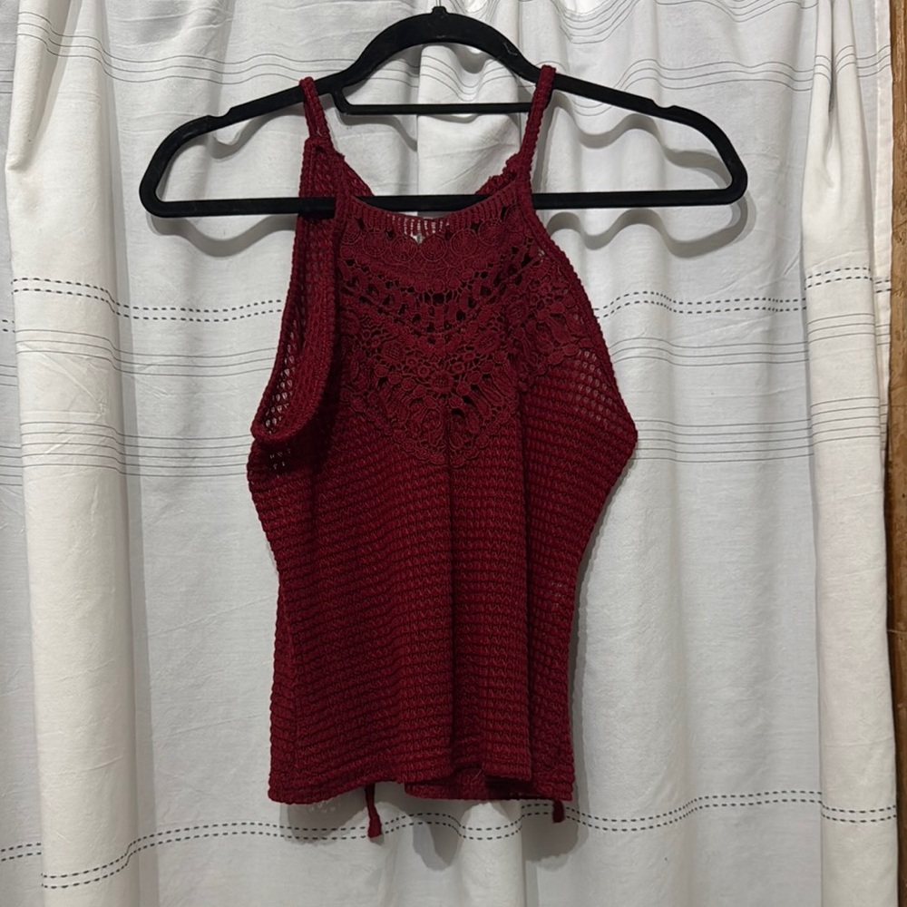 SHEIN Red Cropped Cut Out Tank Top